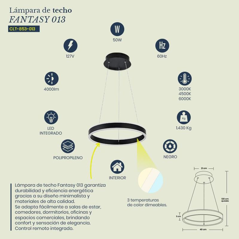 Lampara colgante Fantasy 013 color negro Mil luces