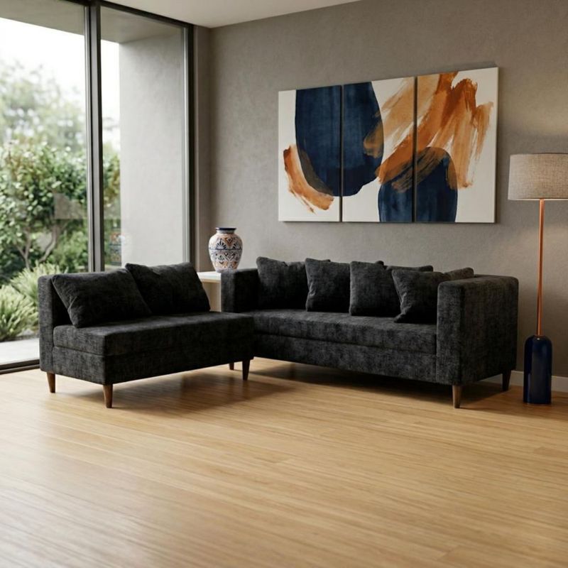 Sala Italia LASE Sofá + Loveseat 3-2 Configurable con 6 Cojines Onix