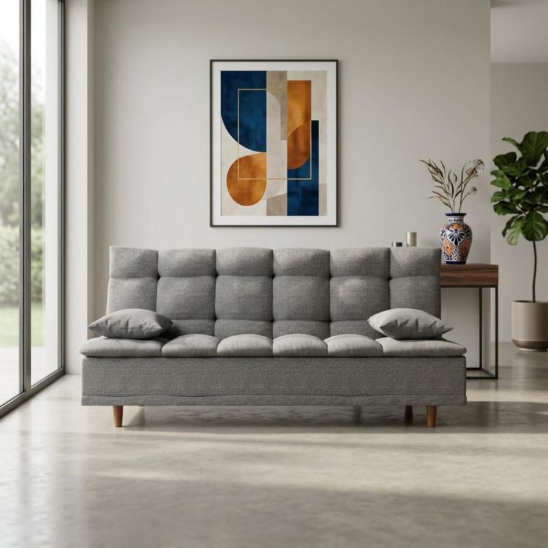 Sofá Cama Matrimonial Sillón Reclinable 3 Posiciones Sala LASE Janeiro Gris