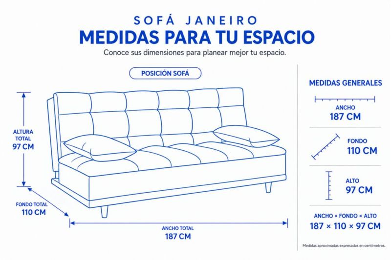 Sofá Cama Matrimonial Sillón Reclinable 3 Posiciones Sala LASE Janeiro Gris