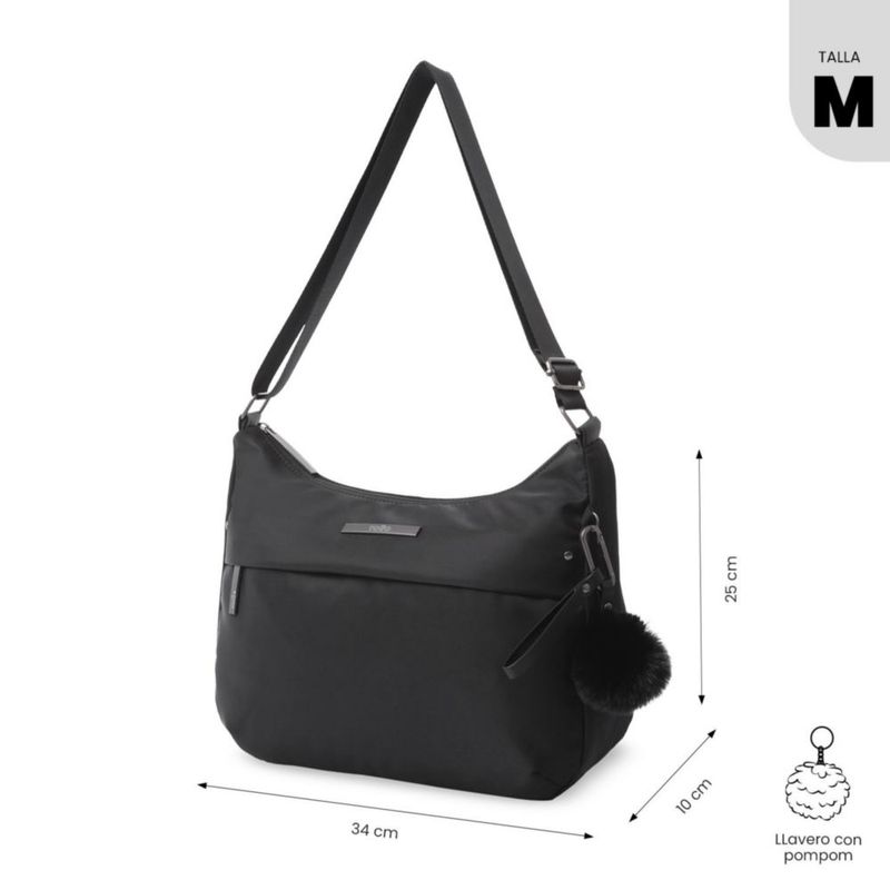 Bolsa de Dama - Mujer Crossbody Totto Adelaide 1 2.0 Negra con Porta Tablet 10 y Múltiples Bolsillos