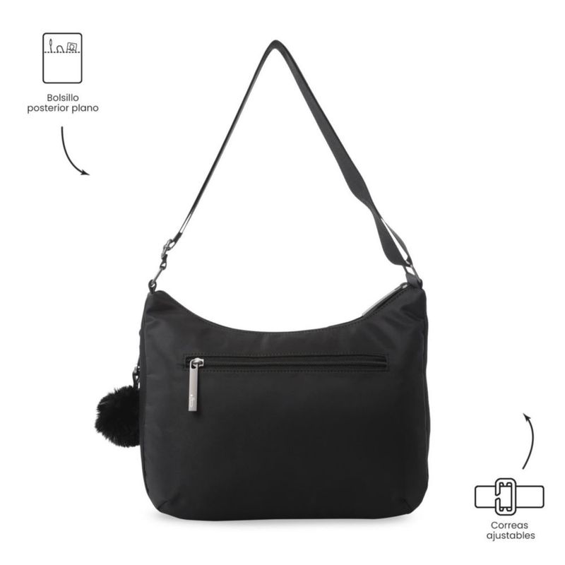 Bolsa de Dama - Mujer Crossbody Totto Adelaide 1 2.0 Negra con Porta Tablet 10 y Múltiples Bolsillos