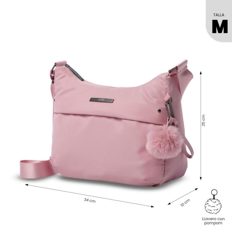 Bolsa de Dama - Mujer Crossbody Totto Adelaide 1 2.0 Rosa con Porta Tablet 10 y Múltiples Bolsillos