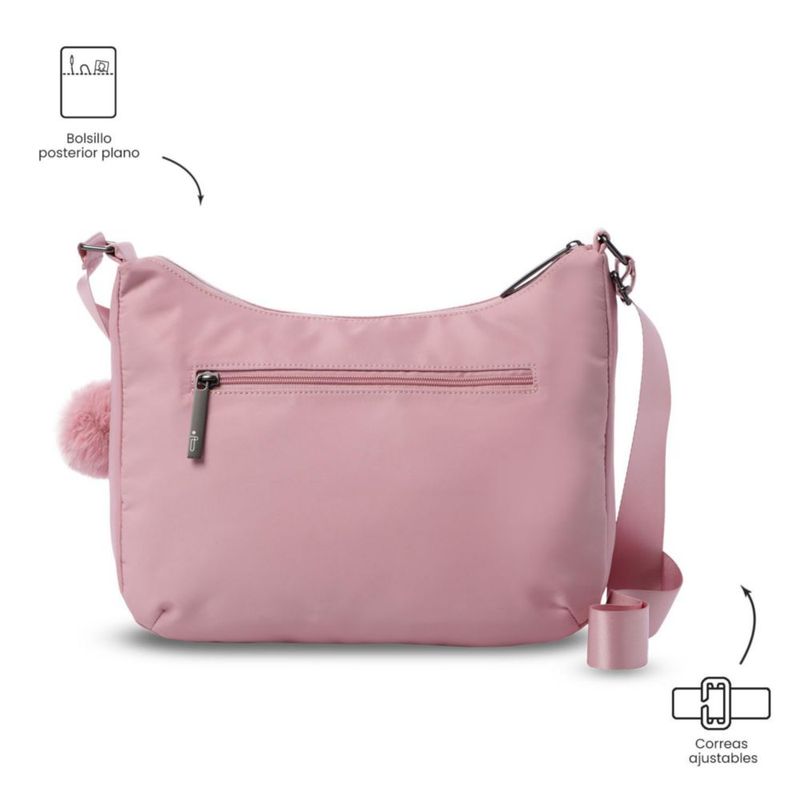 Bolsa de Dama - Mujer Crossbody Totto Adelaide 1 2.0 Rosa con Porta Tablet 10 y Múltiples Bolsillos