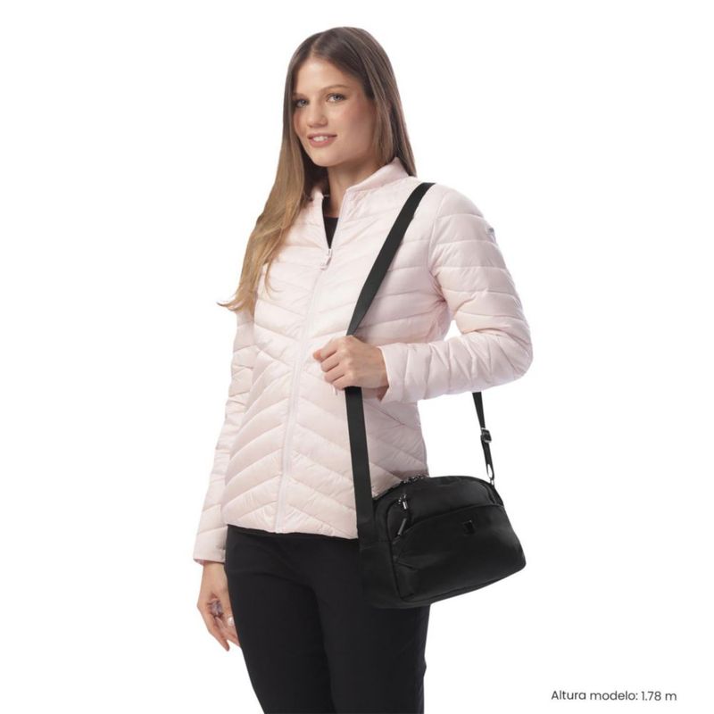 Bolsa de Dama - Mujer Crossbody - Bandolera Chica Totto Roxanne S Negra con Correas Ajustables.