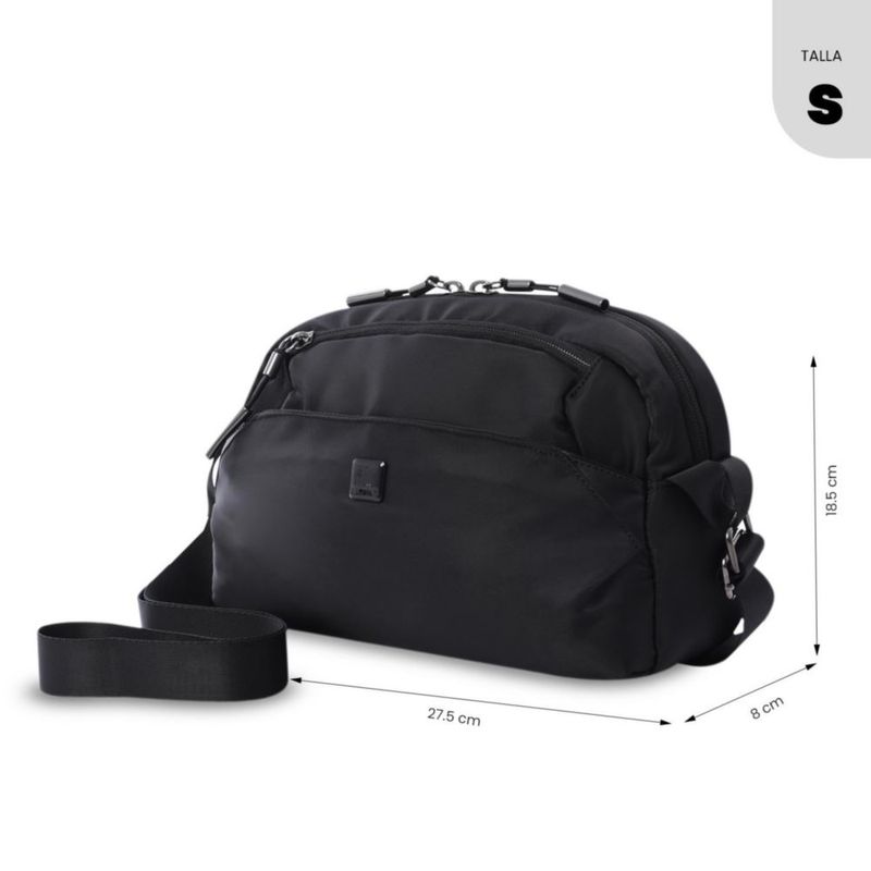 Bolsa de Dama - Mujer Crossbody - Bandolera Chica Totto Roxanne S Negra con Correas Ajustables.