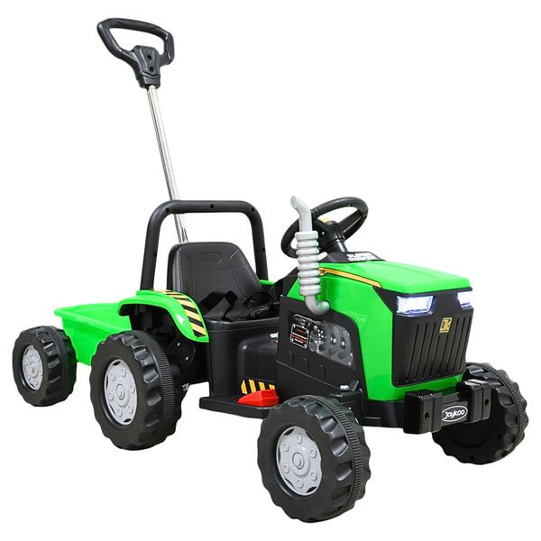 Montable Eléctrico Para Niños Mini Tractor Con Bastón Dirigible Volante Y Pedal Acelerador Luces Música Batería 12V - Verde