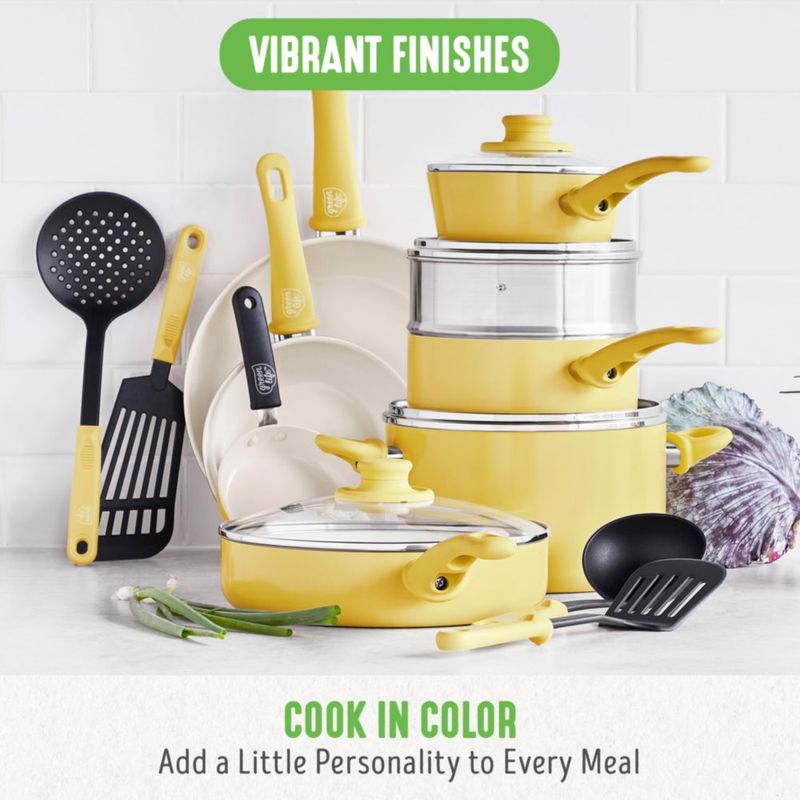 Juego de utensilios de cocina GreenLife de 18 piezas color amarillo antiadherente