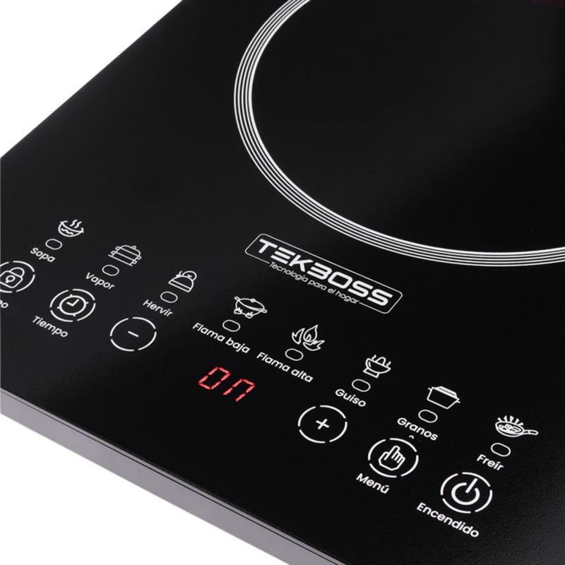 Parrilla Electrica de Inducción Portatil Vitroceramica Botones Tactiles 8 Niveles de potencia