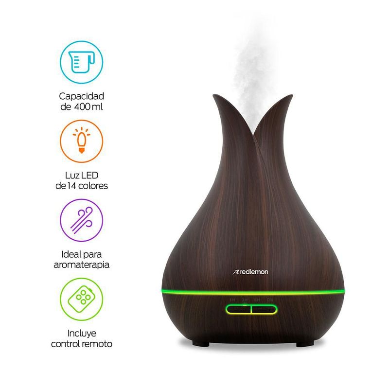 Humidificador Difusor de Aceites Esenciales Control Remoto Redlemon