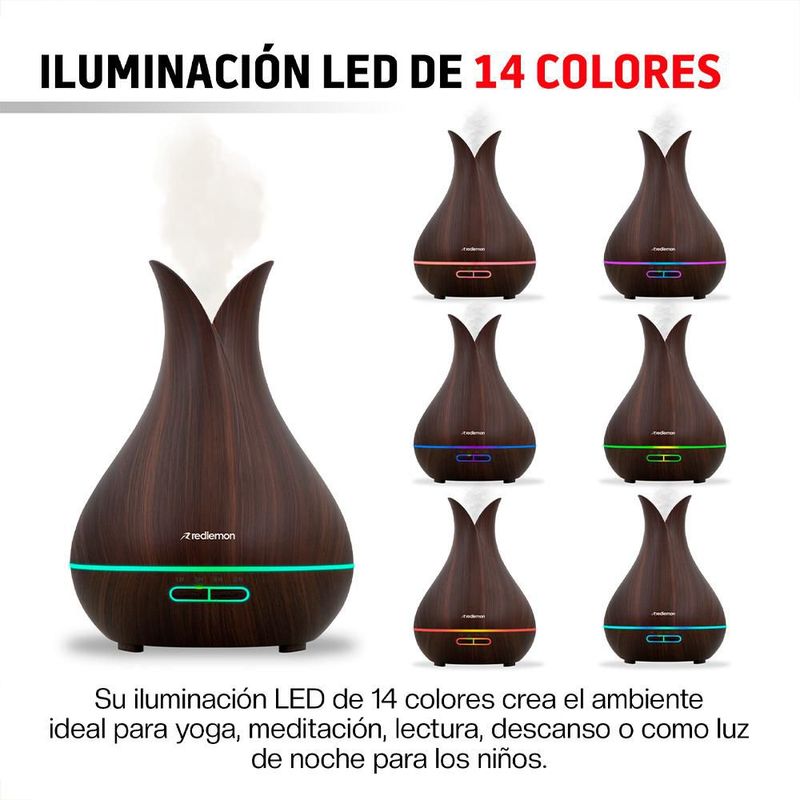 Humidificador Difusor de Aceites Esenciales Control Remoto Redlemon