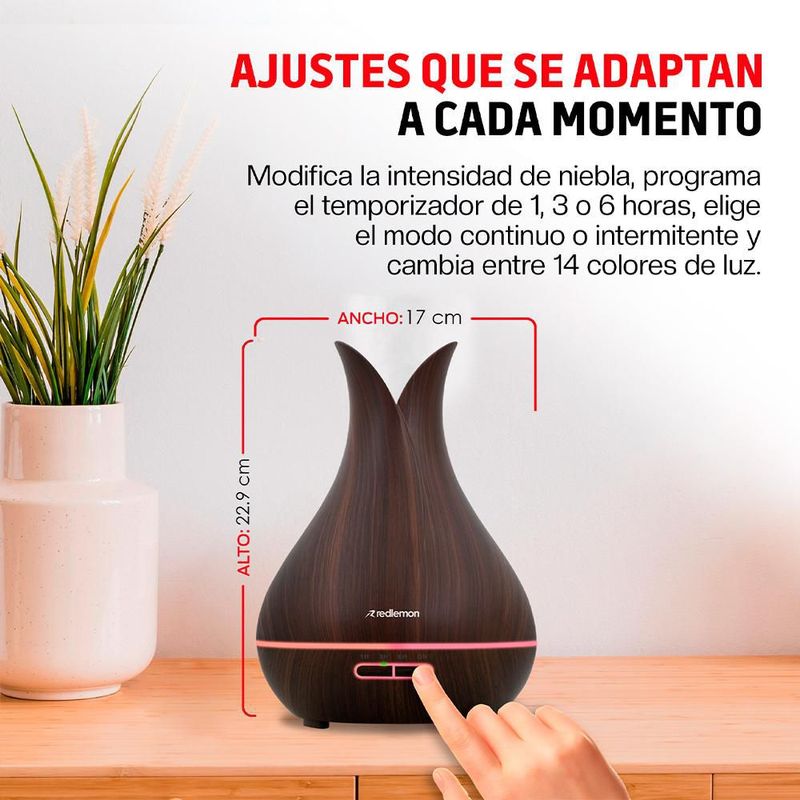 Humidificador Difusor de Aceites Esenciales Control Remoto Redlemon