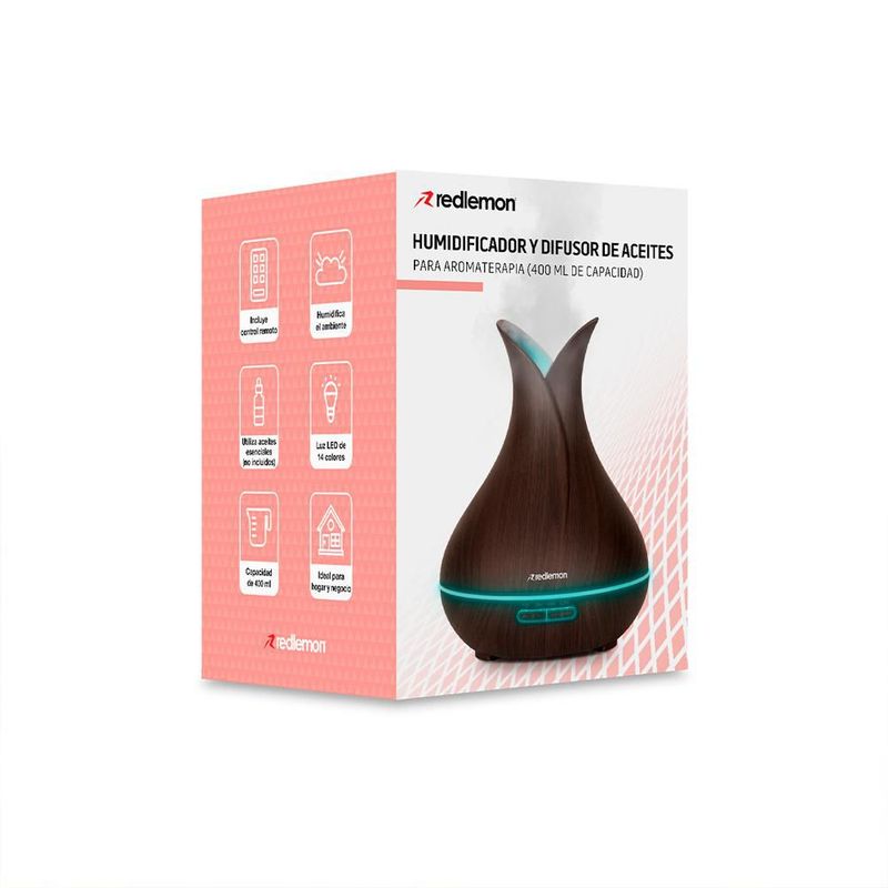 Humidificador Difusor de Aceites Esenciales Control Remoto Redlemon