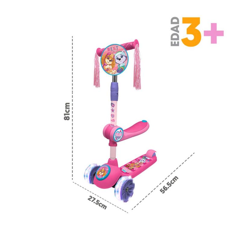 Scooter 2 en 1 con Asiento Paw Patrol con Luces. 3 a 7 años