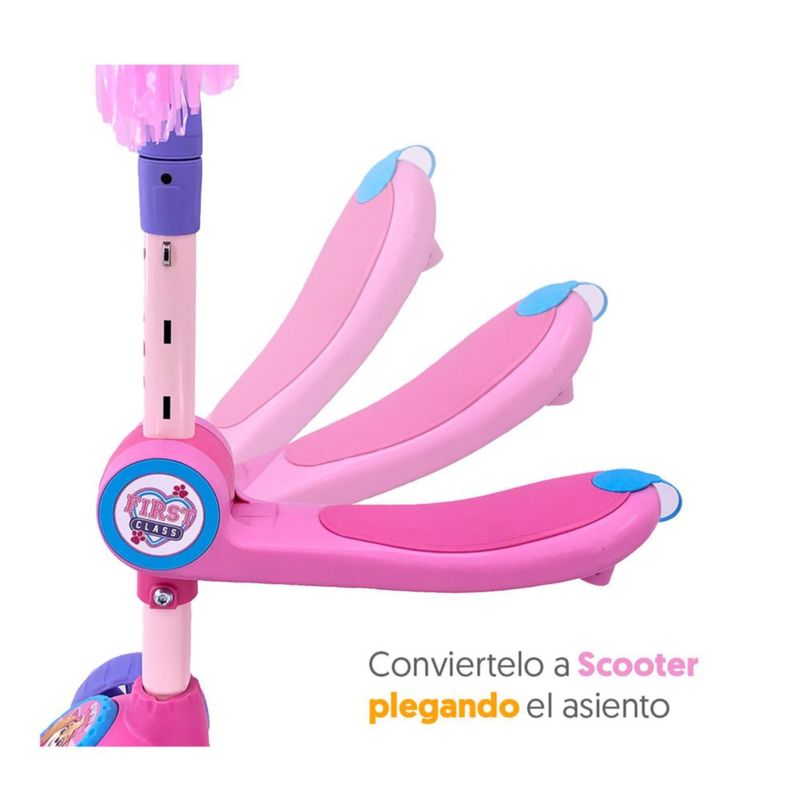 Scooter 2 en 1 con Asiento Paw Patrol con Luces. 3 a 7 años