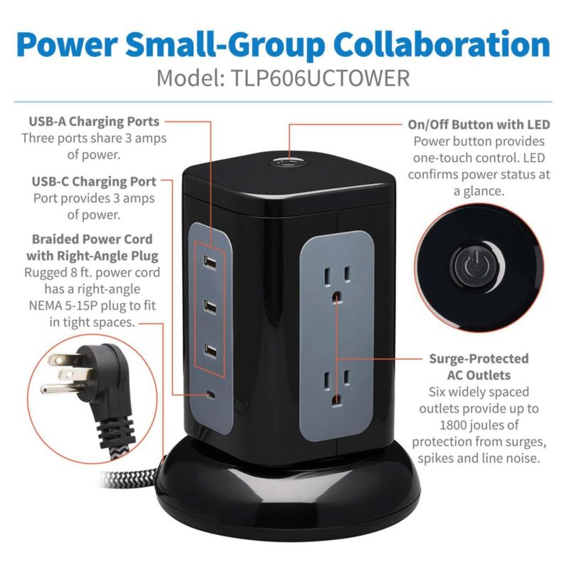 Regleta TRIPP LITE de 6 tomas con puertos USB/USB-C