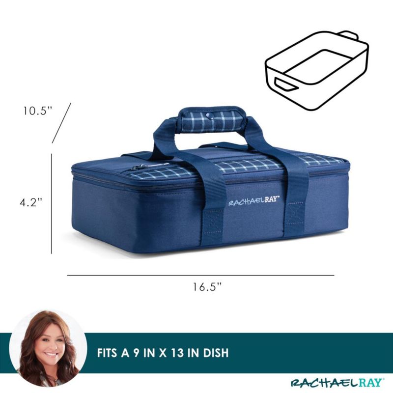 Bolsa térmica para cazuela Rachael Ray 41x26x10 cm a cuadros azul marino
