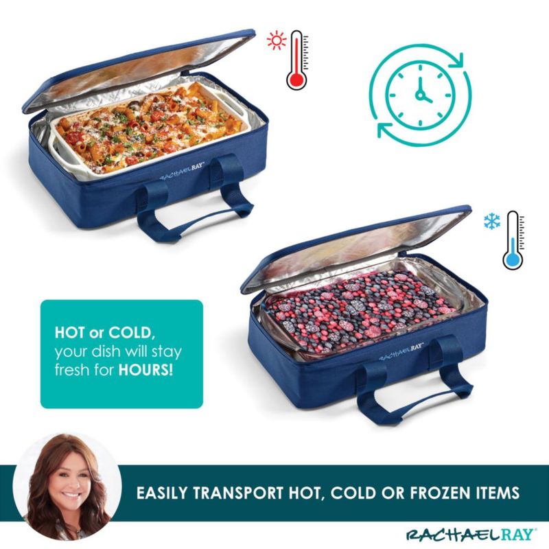 Bolsa térmica para cazuela Rachael Ray 41x26x10 cm a cuadros azul marino