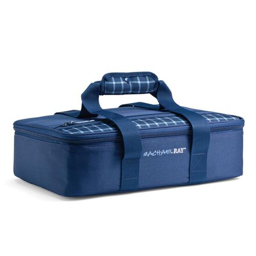 Bolsa térmica para cazuela Rachael Ray 41x26x10 cm a cuadros azul marino