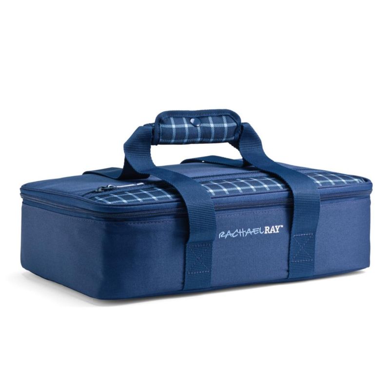 Bolsa térmica para cazuela Rachael Ray 41x26x10 cm a cuadros azul marino