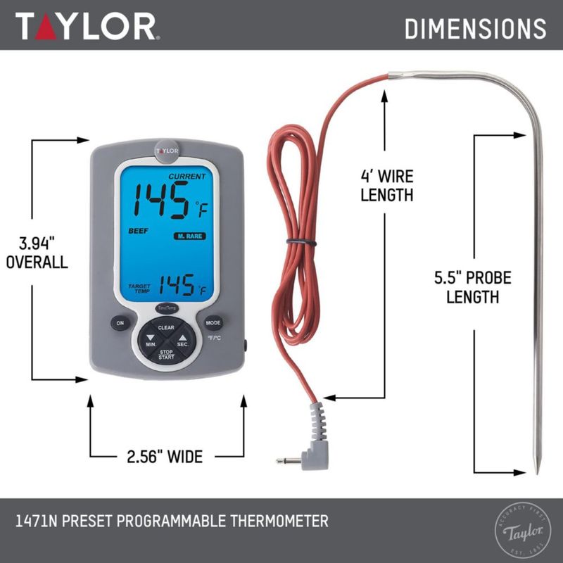 Termómetro Taylor Digital con Sonda Cableada Blanco