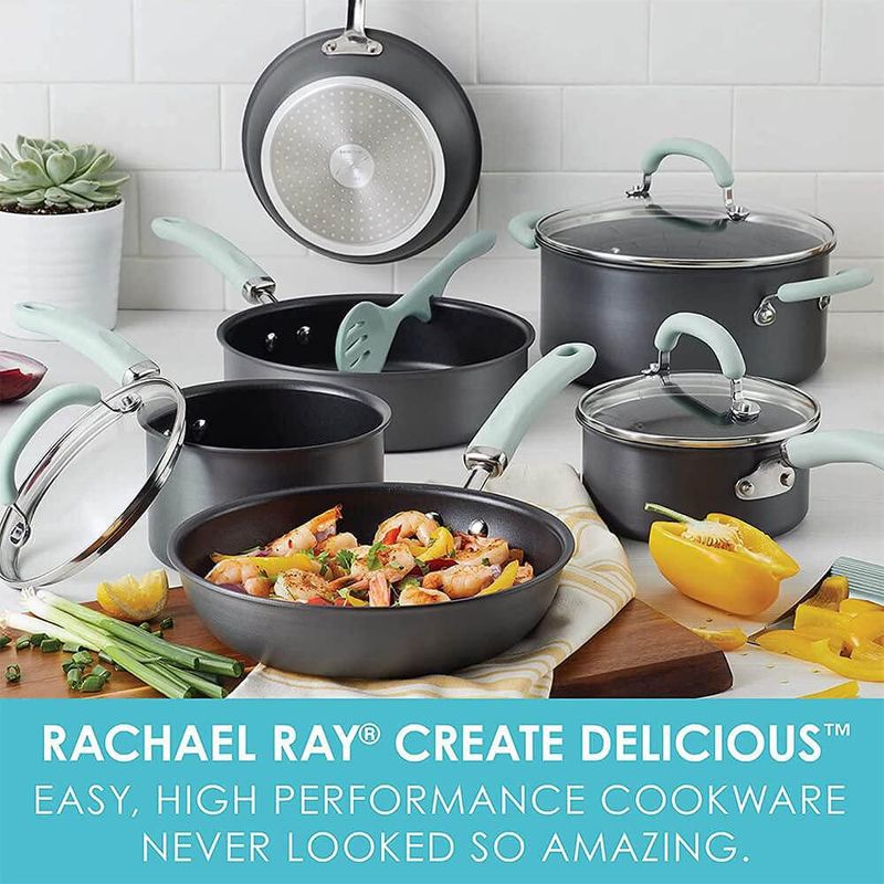 Juego de utensilios de cocina Rachael Ray de aluminio anodizado duro de 11 piezas