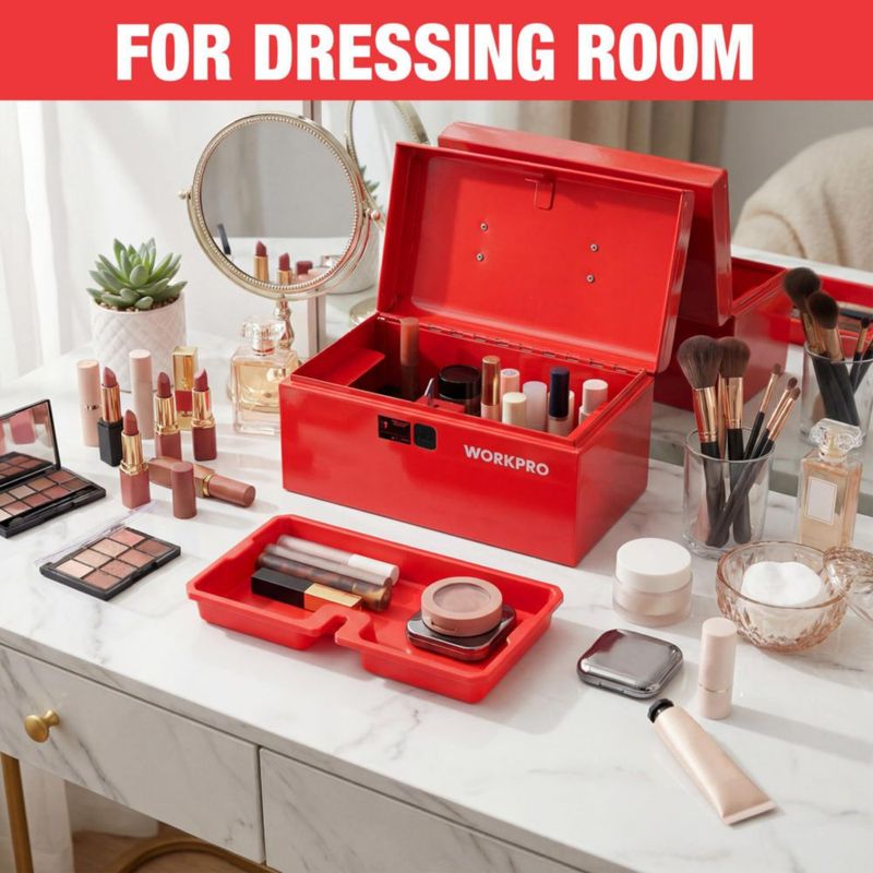 WORKPRO Caja de Herramientas Metálica Mini de 10.8" con Bandeja Extraíble