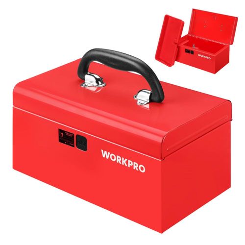 WORKPRO Caja de Herramientas Metálica Mini de 10.8" con Bandeja Extraíble