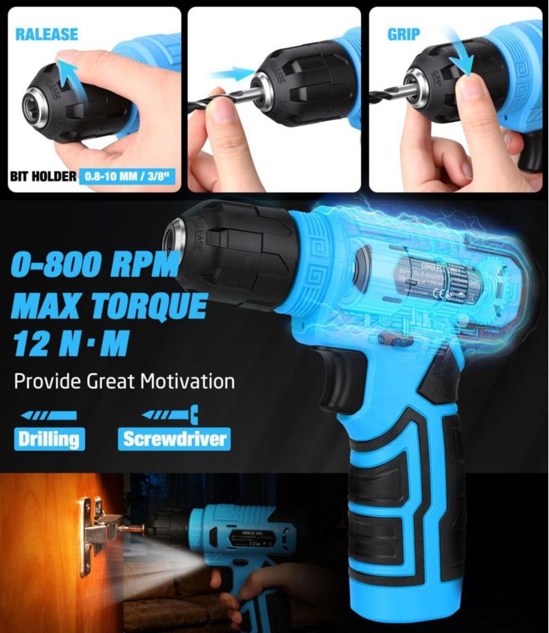 Kit de Herramientas Thatool de 139 Piezas con Taladro Inalámbrico de 8 V y Estuche