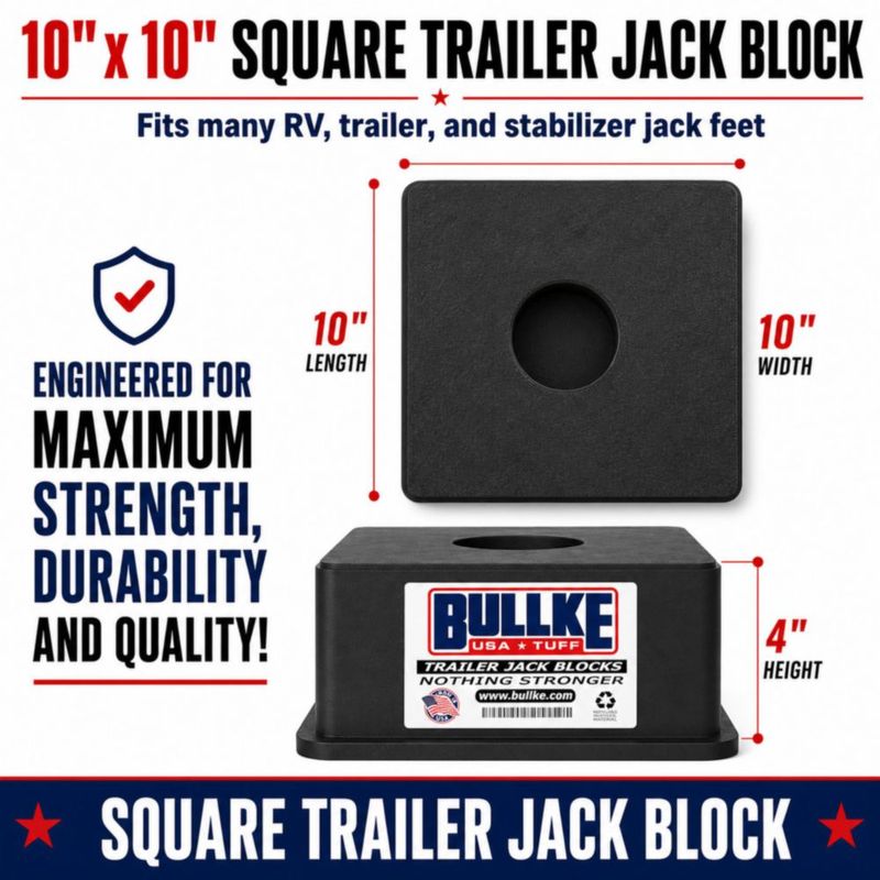 Bloques cuadrados para gato de remolque BULLKE – Pack de 3 fabricación EE. UU. alta resistencia