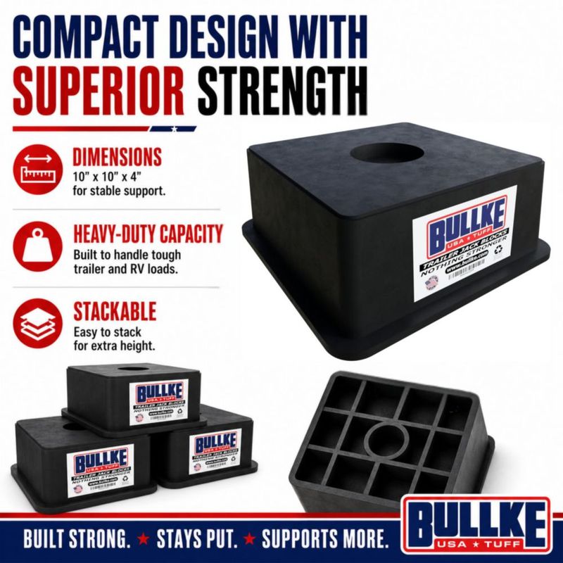 Bloques cuadrados para gato de remolque BULLKE – Pack de 3 fabricación EE. UU. alta resistencia