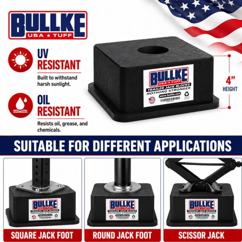 Bloques cuadrados para gato de remolque BULLKE – Pack de 3 fabricación EE. UU. alta resistencia