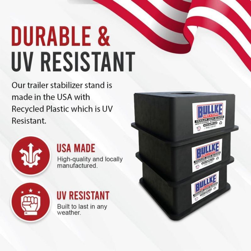 Bloques cuadrados para gato de remolque BULLKE – Pack de 3 fabricación EE. UU. alta resistencia