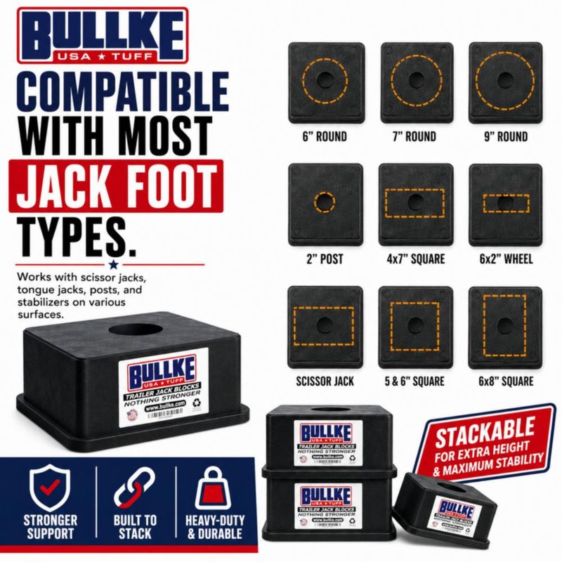 Bloques cuadrados para gato de remolque BULLKE – Pack de 3 fabricación EE. UU. alta resistencia