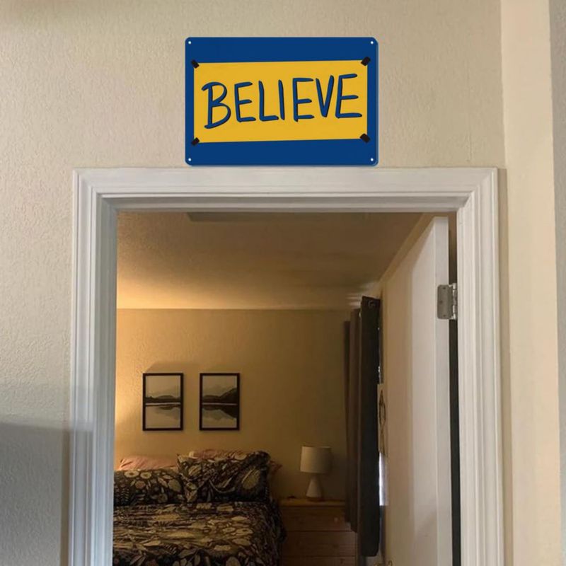 Arte de Pared AJHERO 20x30 cm Plaqueta Decorativa de Metal "BELIEVE"