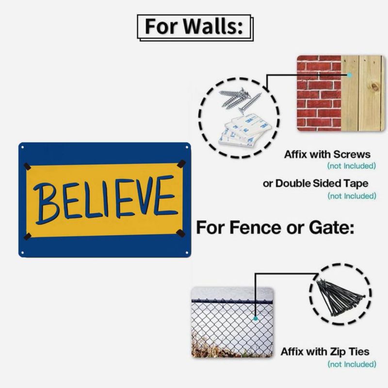Arte de Pared AJHERO 20x30 cm Plaqueta Decorativa de Metal "BELIEVE"