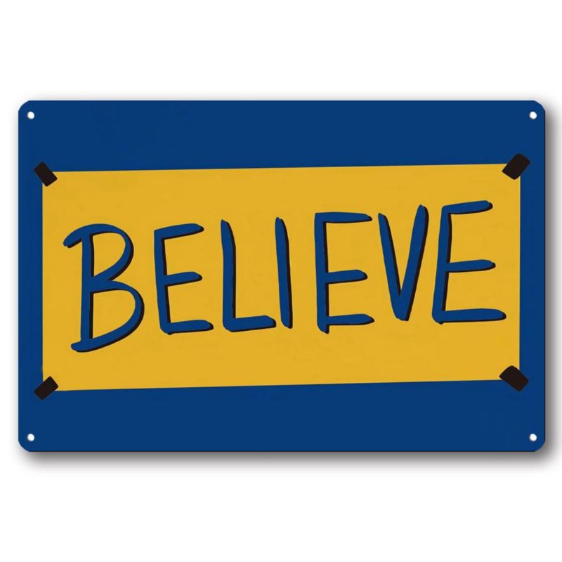 Arte de Pared AJHERO 20x30 cm Plaqueta Decorativa de Metal "BELIEVE"