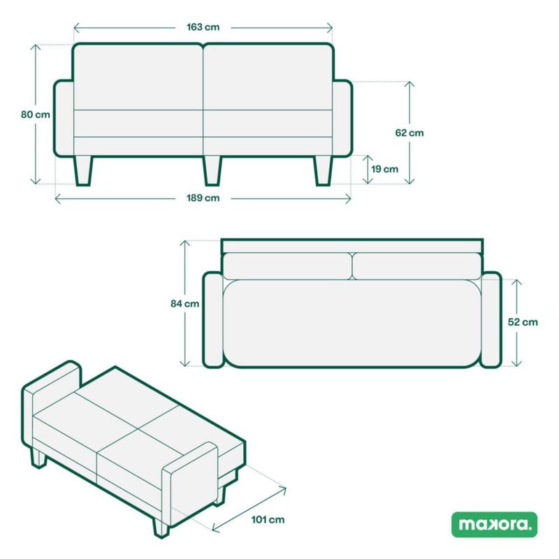 Sofá Cama Makora Queen Con Memory Foam, Color Gris Oxford, Lino Respaldo Reclinable De 3 posiciones.
