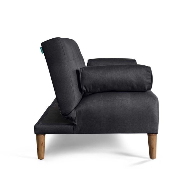 Sofá Cama Makora Queen Con Memory Foam, Color Gris Oxford, Lino Respaldo Reclinable De 3 posiciones.