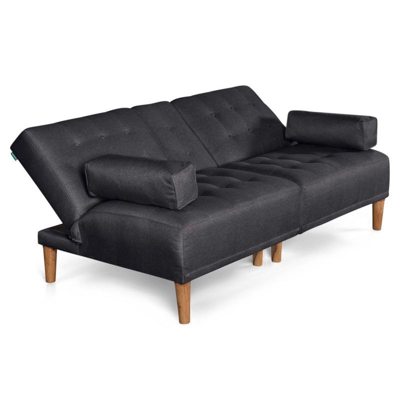 Sofá Cama Makora Queen Con Memory Foam, Color Gris Oxford, Lino Respaldo Reclinable De 3 posiciones.