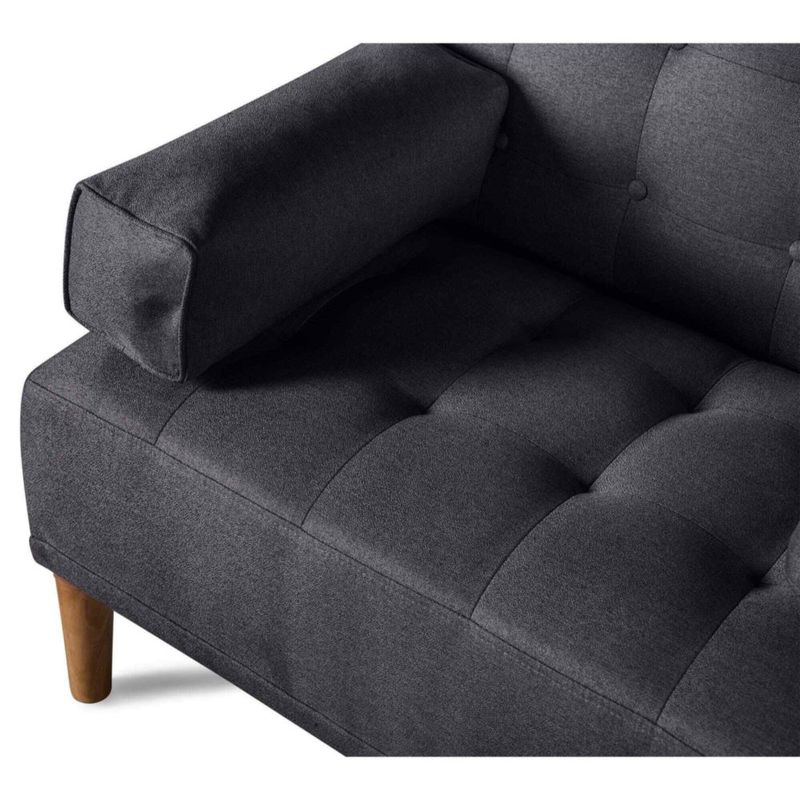Sofá Cama Makora Queen Con Memory Foam, Color Gris Oxford, Lino Respaldo Reclinable De 3 posiciones.