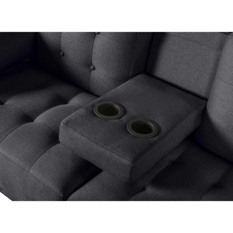 Sofá Cama Makora Queen Con Memory Foam, Color Gris Oxford, Lino Respaldo Reclinable De 3 posiciones.