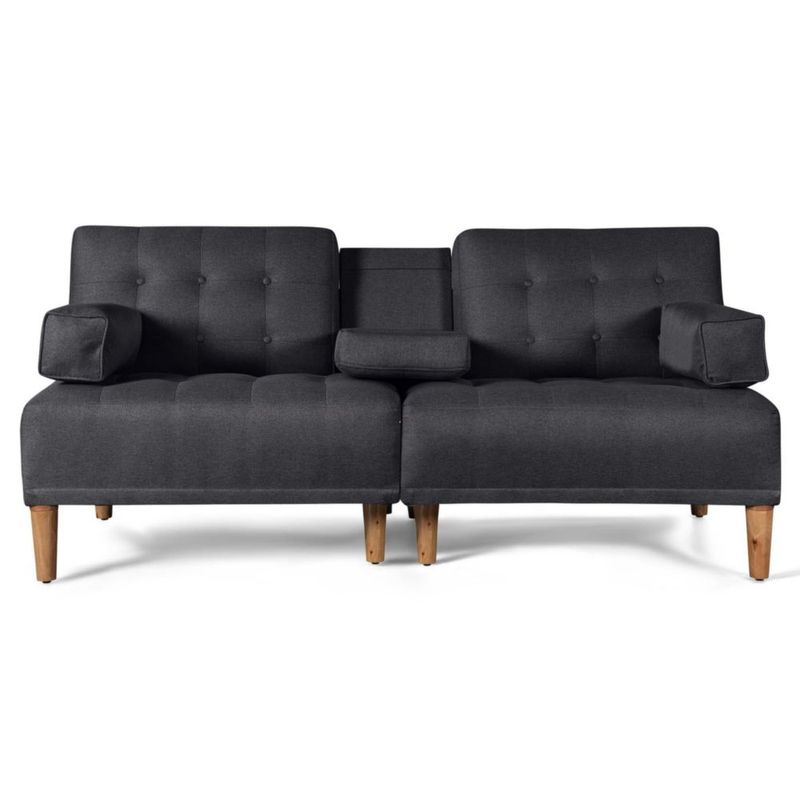 Sofá Cama Makora Queen Con Memory Foam, Color Gris Oxford, Lino Respaldo Reclinable De 3 posiciones.