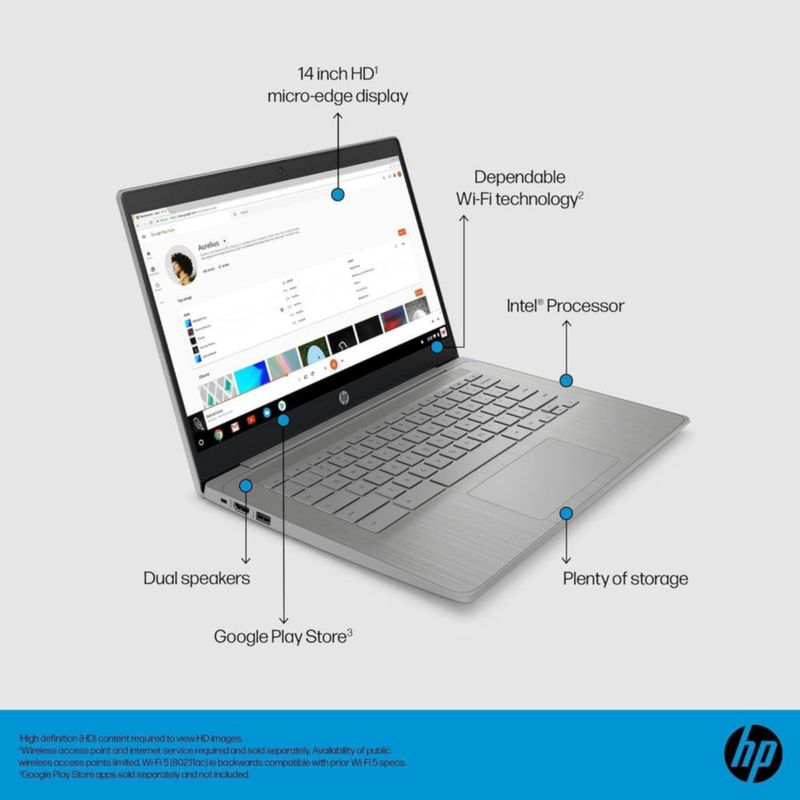 Chromebook HP 14" HD N4500 4 GB RAM 128 GB de almacenamiento