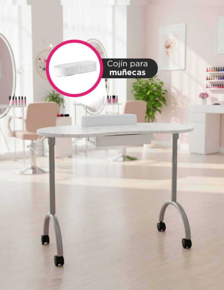 Mesa para Uñas Baku Blanca Profesional VANLIG | Elegante, Compacta y Súper Funciona