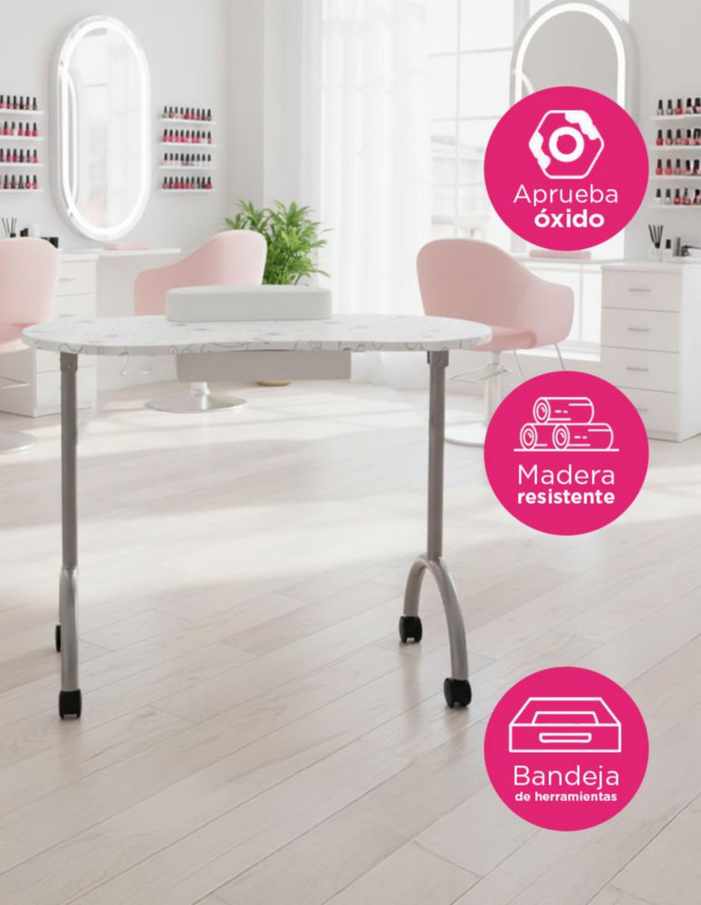 Mesa para Uñas Baku Blanca Profesional VANLIG | Elegante, Compacta y Súper Funciona