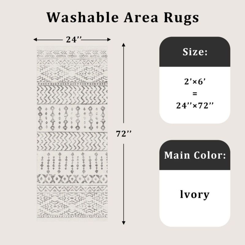 Alfombra Art&Tuft 183 cm x 61 cm Lavable Antideslizante Color Marfil
