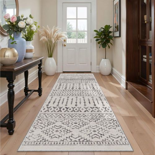 Alfombra Art&Tuft 183 cm x 61 cm Lavable Antideslizante Color Marfil