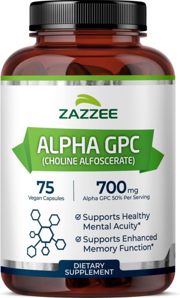 Zazzee Alpha Gpc Choline 600mg Función Cerebral 75 Cápsulas Sabor Sin Sabor