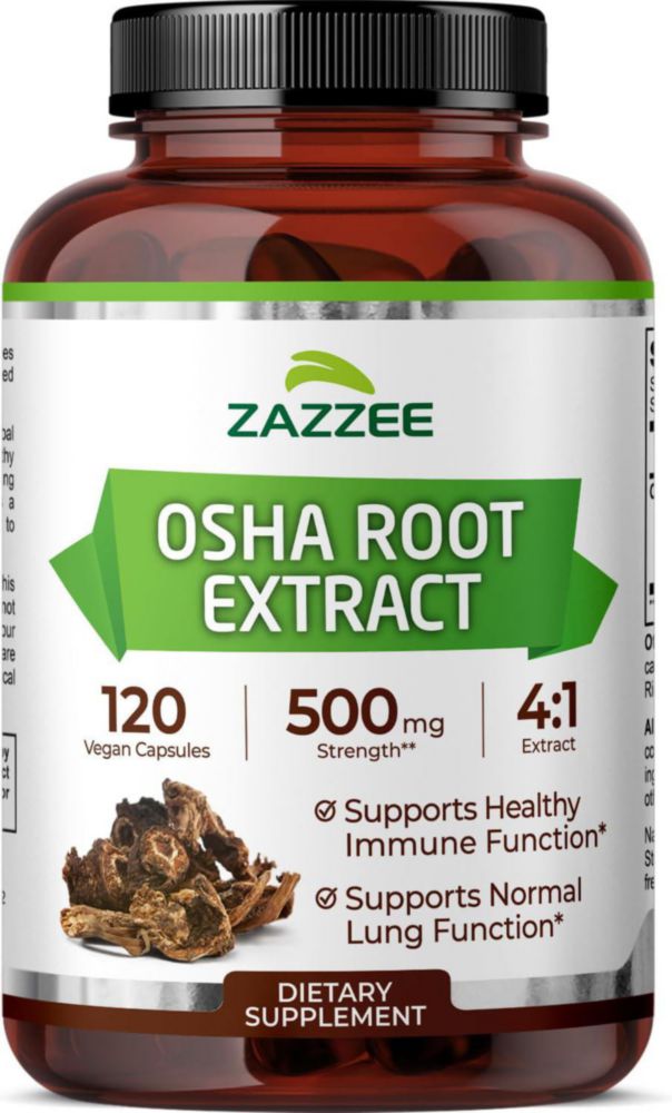 Zazzee Osha Root 500 Mg Salud Respiratoria 120 Cápsulas Sabor Sin Sabor